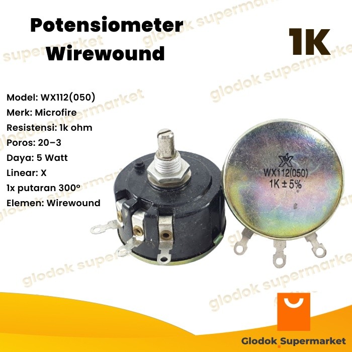 Wirewound Potentiometer WX112 050 1k 5W Microfire WX112(050) 5 วัตต์