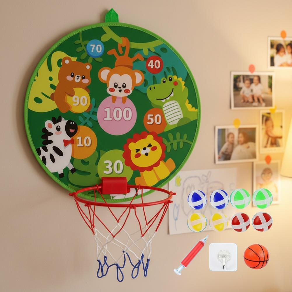 2 In 1 Kids Sticky Ball Dart Board การ์ตูน Dart เป้าหมาย Interactive Toss ในร่ม/กลางแจ้ง Sticky O5j5