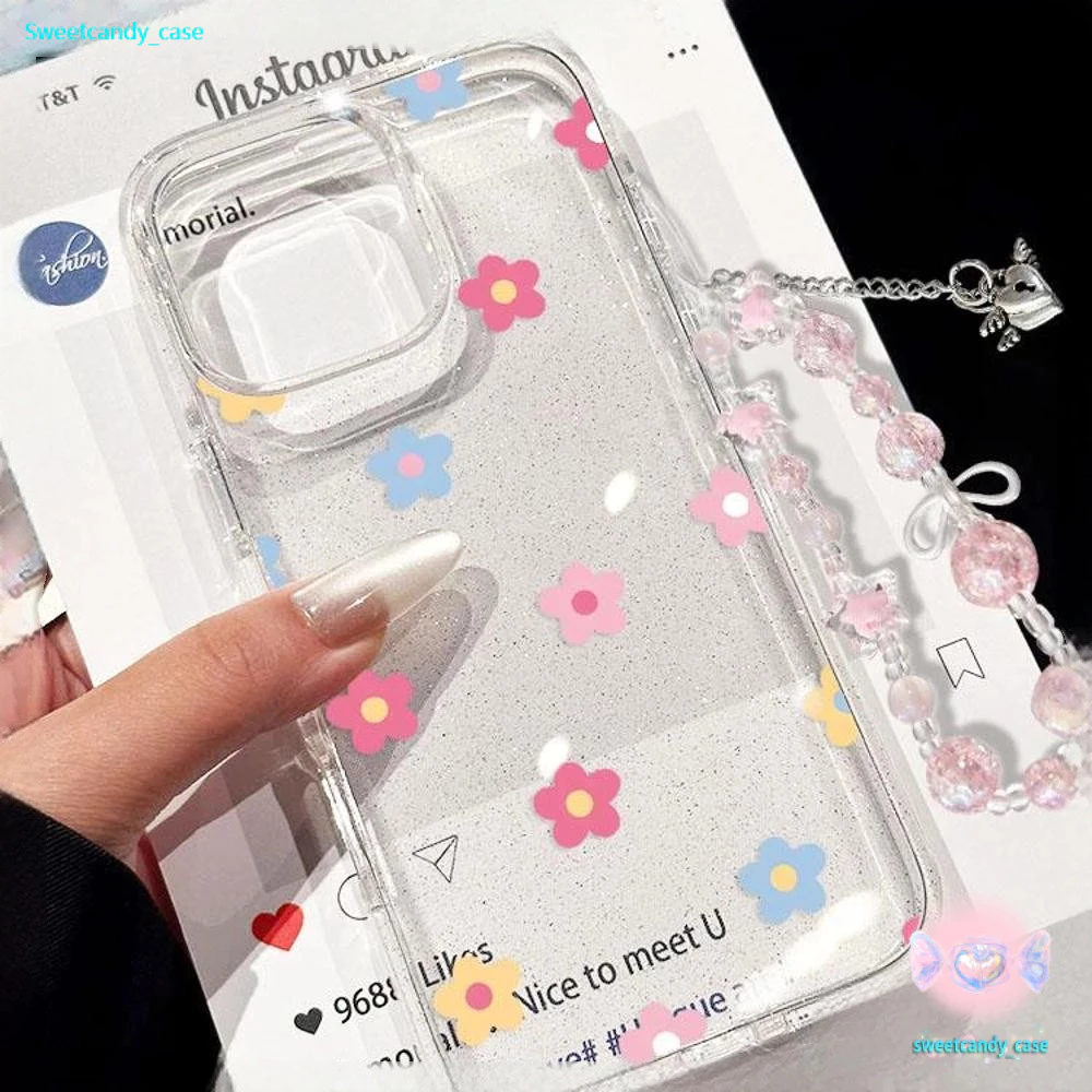 CODที่ไทย เคสสำหรับไอโฟน15 ลายดอกไม้งดงาม เคสมือถือใสนิ่มกลิตเตอร์วาว For IPhone16 15 13 14 11 12Pro Max 6/7/8Plus XR XS