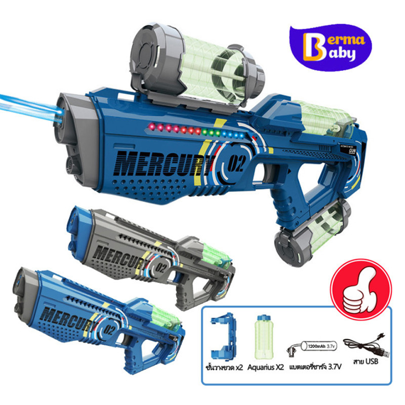 Berma Baby ปืนฉีดน้ำไฟฟ้า ดน้ำอัตโนมัติแรงดันสูง ความจุเยอะ ยิงไกลได้ ปืนฉีดน้ำสงกรานต์ ของเล่นเด็ก