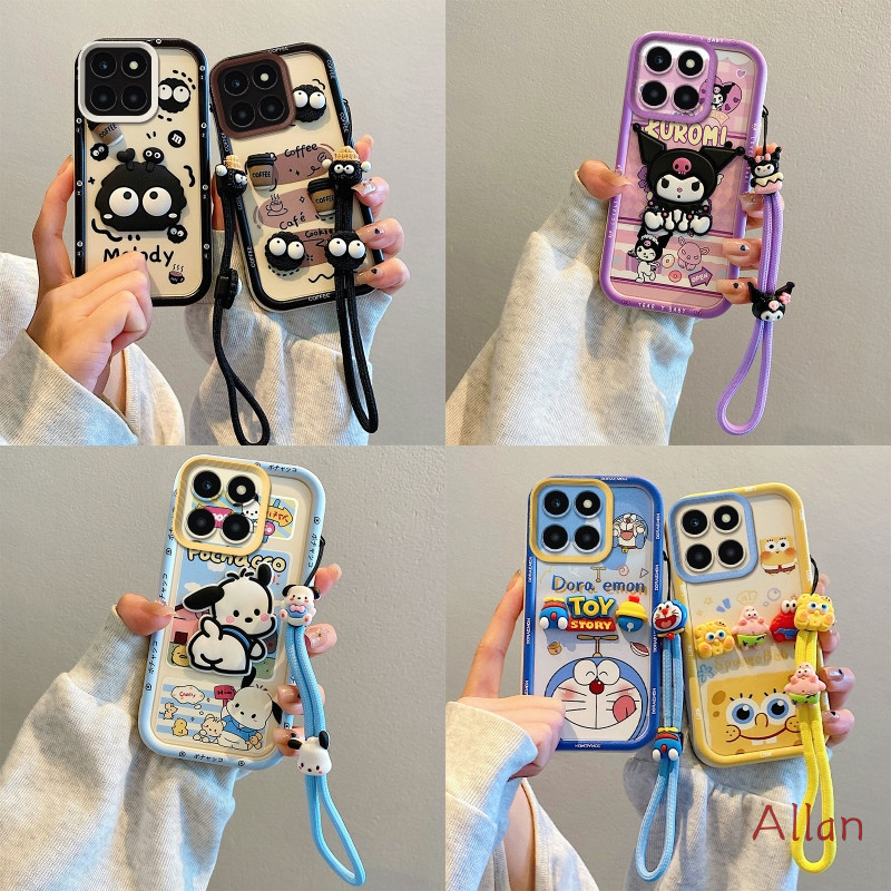เคส Honor 200 smart 5G / เคส Honor x7c กรณี TPU BSJGS, 2026 ใหม่ Kawaii ซิลิโคนนุ่มคลุมทั้งหมดกันกระแทก, Lanyard Anti-Loss เคสโทรศัพท์!