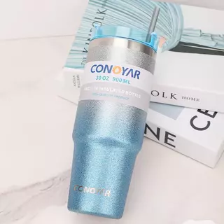 [ซื้อ 1 แถม 1] CONOYAR สแตนเลสแท้304 รับประกันไอน้ำไม่เกาะแก้ว 30ozแก้วเก็บความเย็น ขนาด กระบอกน้ำ มีหลอดดูด T01291