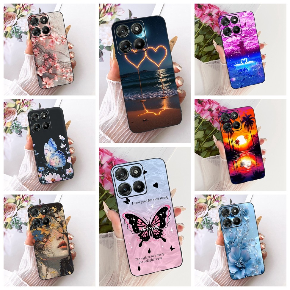 Motorola Moto G67 Power 5G กรณีแฟชั่นผีเสื้อหรูหราน่ารักทาสีซิลิโคนสีดําปลอก Motorola G67 Power 5G