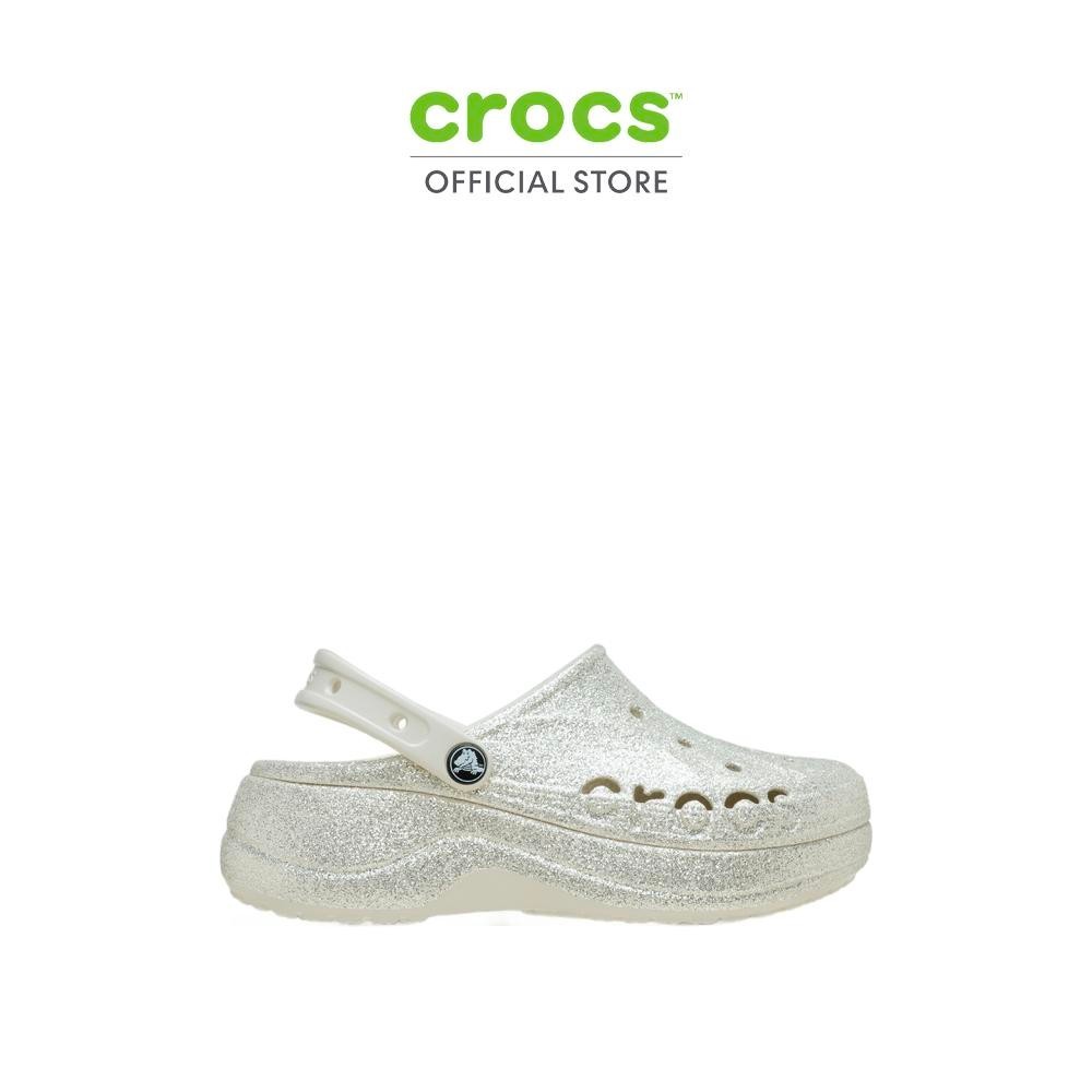CROCS รองเท้าลำลองผู้หญิง BAYA PLATFORM GLITTER CLOG รุ่น 208459-160 - STUCCO