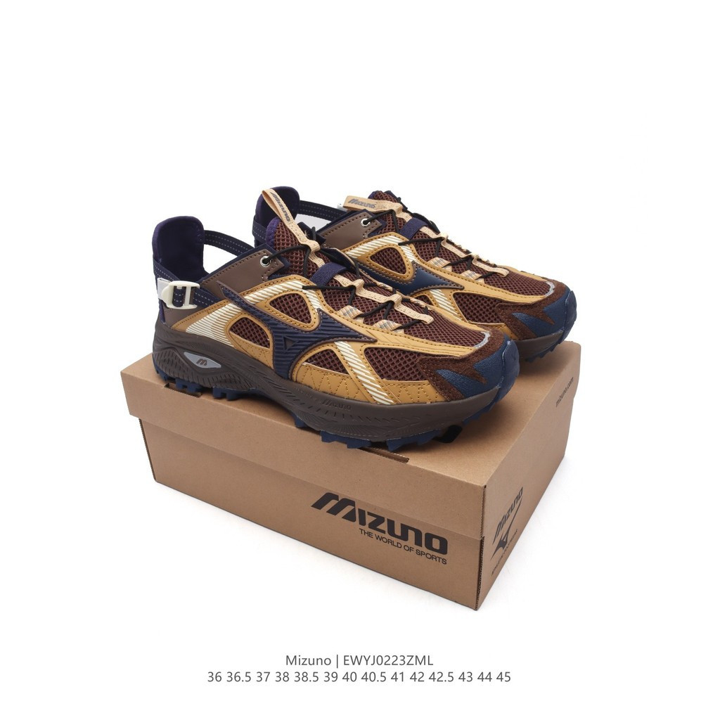 Mizuno Racer Trail SE Retro รองเท้ากลางแจ้งสำหรับผู้ชายและผู้หญิง สีน้ำตาลคาราเมลEH8U กันลื่น ทนทาน 