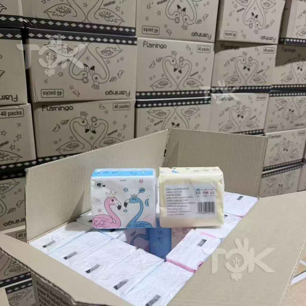 [ส่งฟรี] กระดาษทิชชู่ 1ลัง 40ห่อ ยกลัง นกฟลามิงโก้ กระดาษเช็ดหน้า แบบดึงไม่เป็นขุย ไม่ใส่สี  กระดาษทิชชู่พกพา thumbnail 5