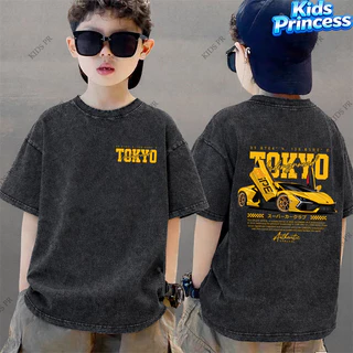 COD 2026 สินค้าใหม่ ทรงหลวม คอกลม เสื้อเด็ก kids Distressed T-shirt ผ้าฝ้าย เด็กชาย เสื้อผ้าเด็ก t-shirt S277