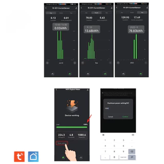 Tuya Smart Life WiFi เครื่องวัดพลังงานดิจิตอล 80A พร้อมเซ็นเซอร์หม้อแปลงปัจจุบัน Clamp App