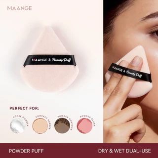 MAANGE ชุดแปรงแต่งหน้ามืออาชีพ 3 ชิ้น ขนแปรงนุ่ม ประกอบด้วยพัฟแป้งทรงสามเหลี่ยม 51254