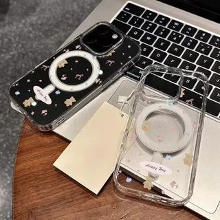 เคสโทรศัพท์แม่เหล็กรูปหมีน่ารัก ใช้ได้กับ iPhone 17/16/15/14 Pro Max/13 Pro/12/11 คุณภาพสูง ป้องกันการตกกระแทกได้ดี