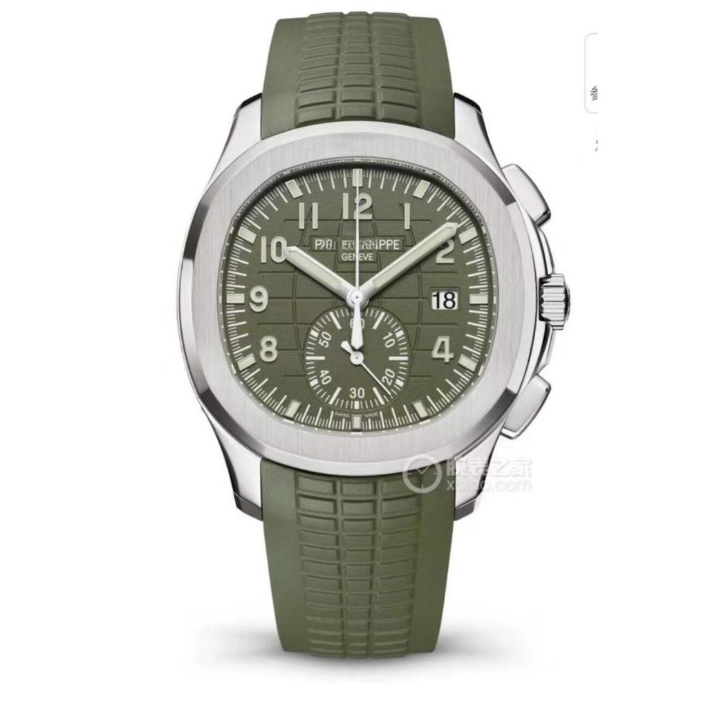 PP.Patekes Philippesee5968G-010 Avocado Green Grenade Platinum Chronograph Mechanical Watch ใหม่เอี่