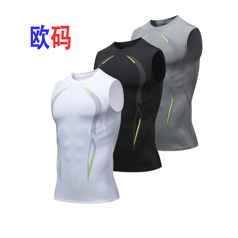 【Ready Stock】 Summer Men's Fitness Sports Training Breathable Vest European Size Quick Drying Clothe