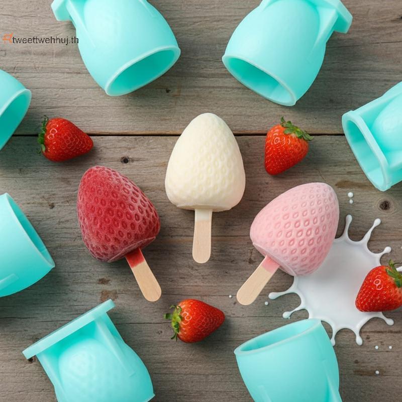 Tw Food-Safe Fruits Ice Cream Mold 3D Strawberry Mango Peach Design Easy Release Cake, Chocolate, Je