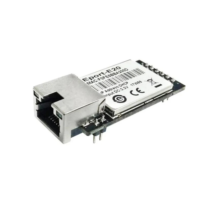 พอร์ตเซิร์ฟเวอร์เครือข่าย Eport-E20 ฟรี RTOS TTL Serial to Ethernet โมดูลฝังตัว DHCP 3.3V TCP IP Tel