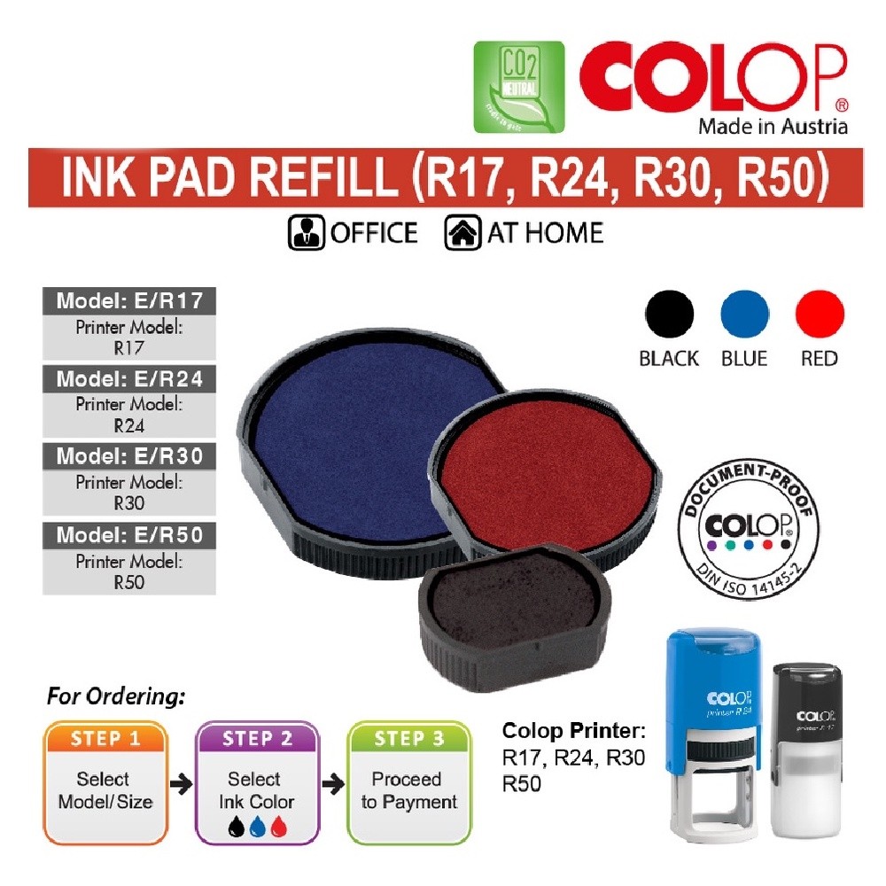COLOP เปลี่ยนแผ่นหมึกสํารอง R12 E/R12 R17 E/R17 R24 R24D E/R24 R30 R30D E/R30 R40 R40DE/R40 R45 E/R5
