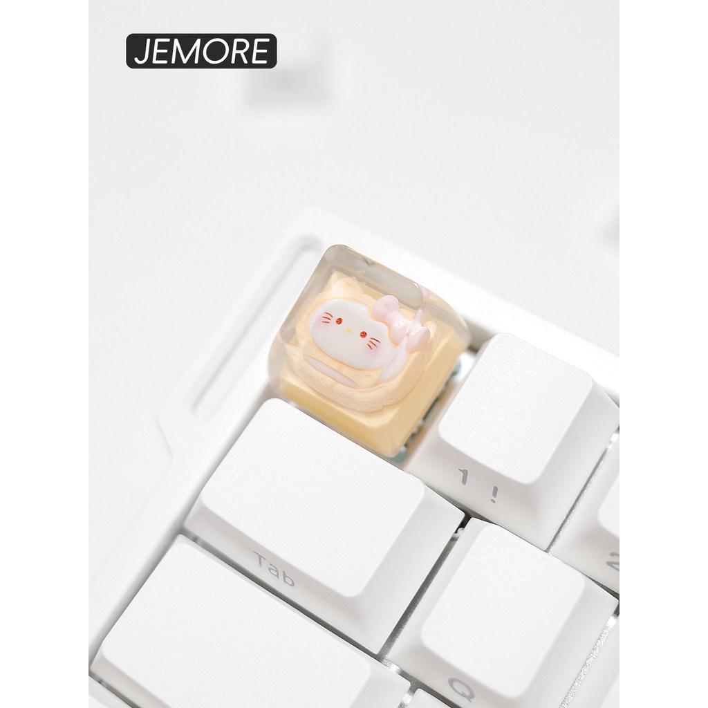 คีย์แคปใส keycap ใส Kitty Kitty Kitty Keycap Single Cross Mouth Mechanical Keyboard Resin Epoxy Yell