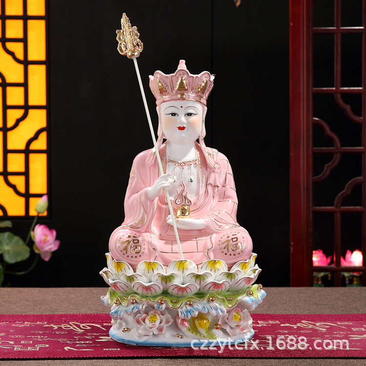 Chaozhou Zhenyi ภาพวาดสีทอง Ksitigarbha เซรามิคพระพุทธรูป Tang Monk ลูกตุ้ม Chaozhou Zhenyi "ฟาง Por