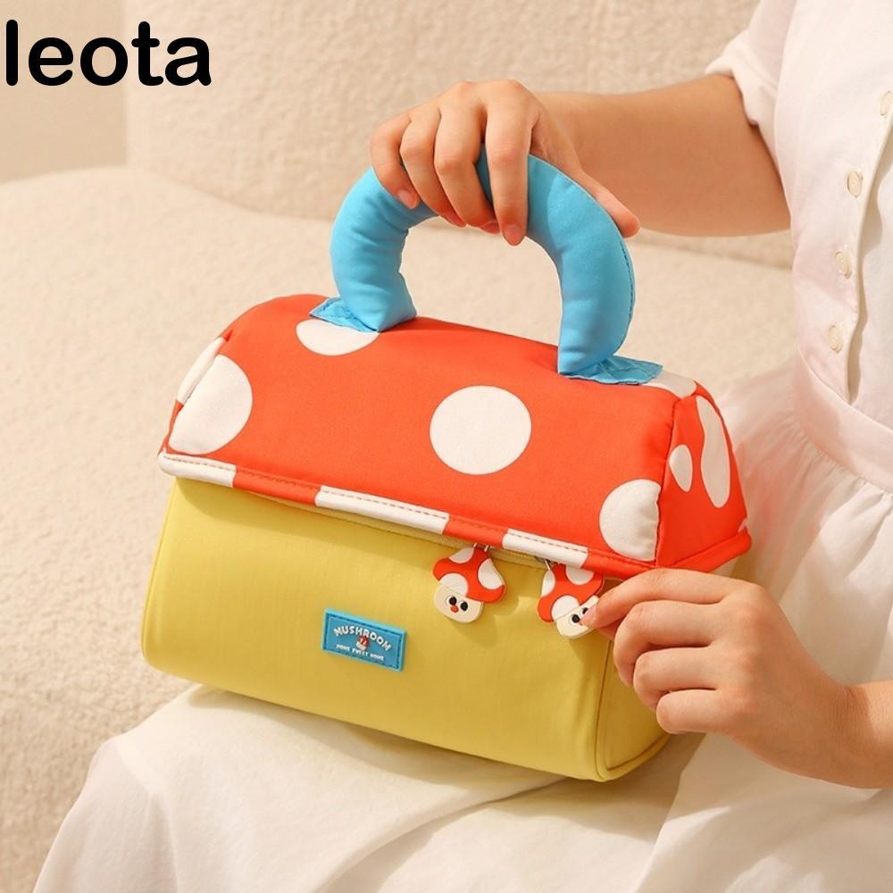 LEOTA เคสเครื่องสําอางมือถือ, ผ้า Oxford Multifunctional Mushroom Makeup Bag, ซิปน่ารักความงาม Organ