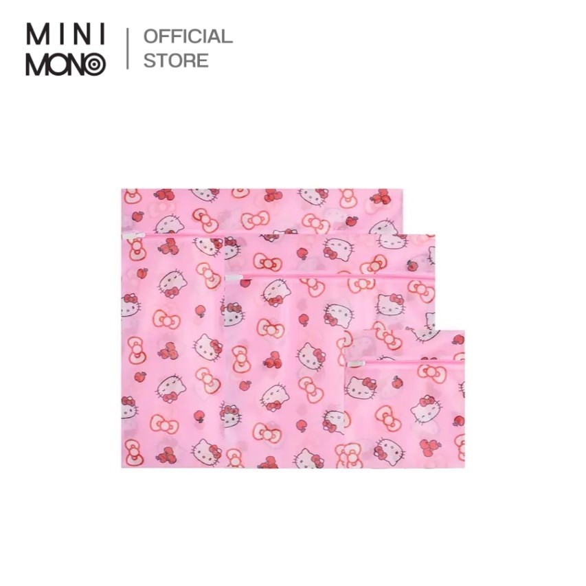 Mini Mono x Sanrio ถุงซักผ้า ลิขสิทธิ์แท้ ขนาด 25x30 ซม. ตาข่ายถนอมผ้า ซิปแข็งแรง ใช้งานง่าย