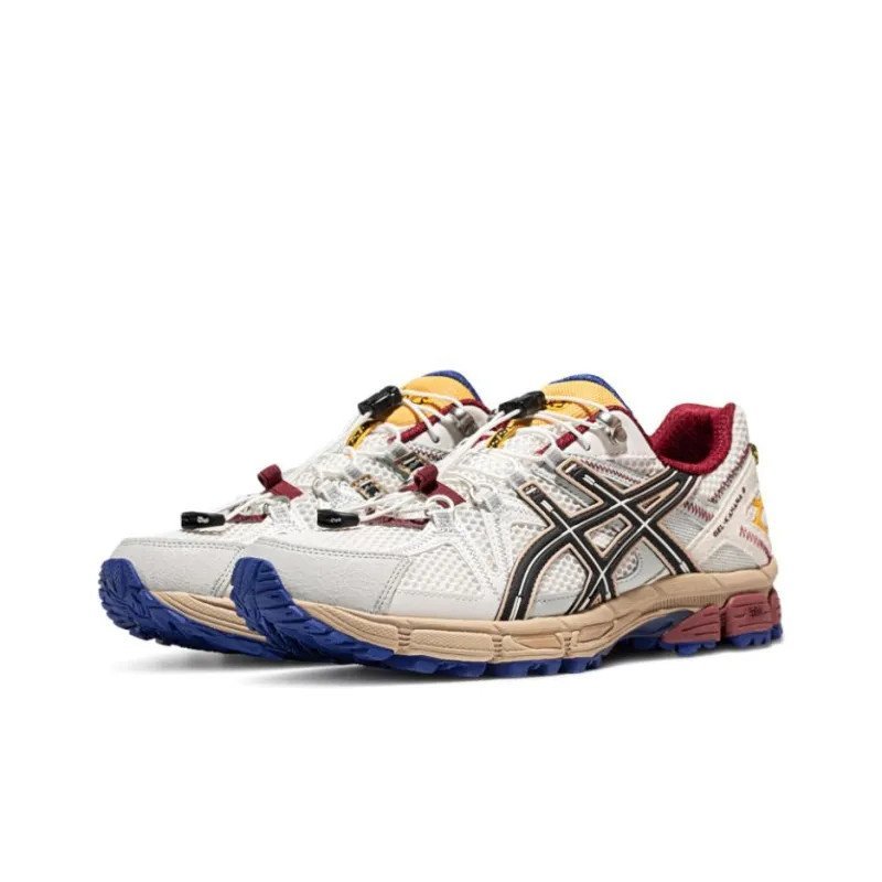 Asics Gel Kahana 8 สีขาวสีดําสีแดงรองเท้าวิ่งจ๊อกกิ้งกลางแจ้ง Anti-slip ทนต่อการสึกหรอ Breathable ผู
