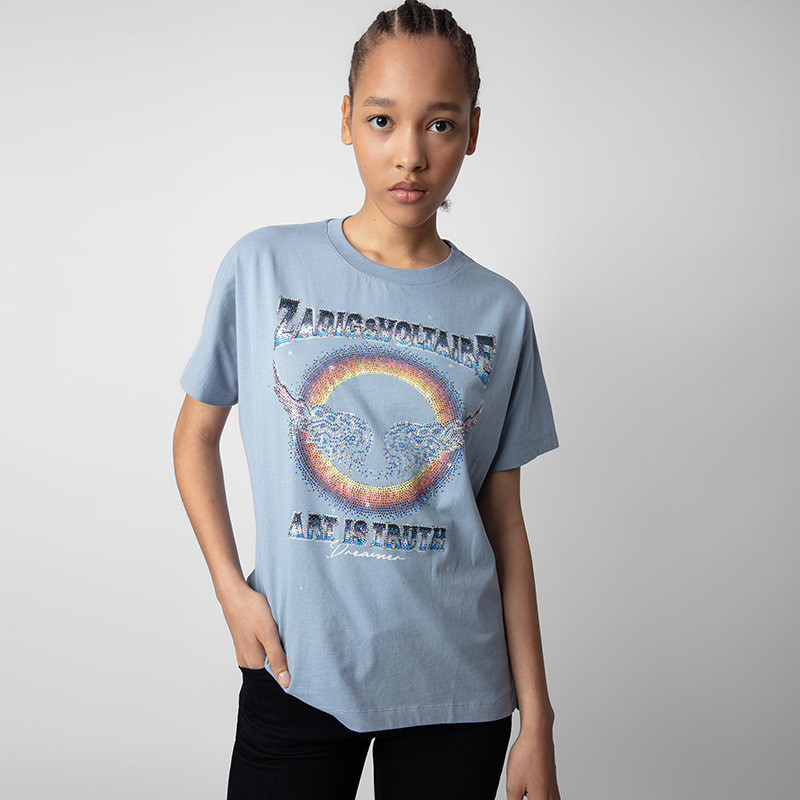 P8EK ZADIG&VOLTAIRE 24Early spring new French niche style women's short-sleeve cotton shirt with cir