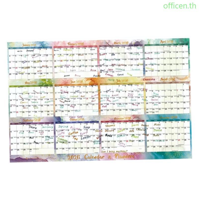 Cen 2026 Calendar Yearly Planner สองด้าน Erasable Full Year เพื่อดู Calender
