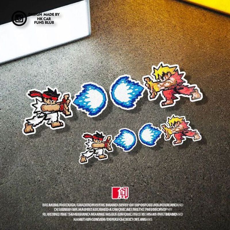 创意趣味游戏街霸装饰反光车贴 个车身摩托车划痕遮挡防水贴纸1. Fun Games Street Fighter Decoration Reflective Car Stickers Body Mot