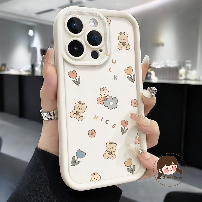 หมีน่ารักสีทึบเคสโทรศัพท์สําหรับVivo Y31 Y30 Y30i Y29S Y29 Y28 Y28S Y28E Y27 Y22 Y22S Y22T Y21D Y21A