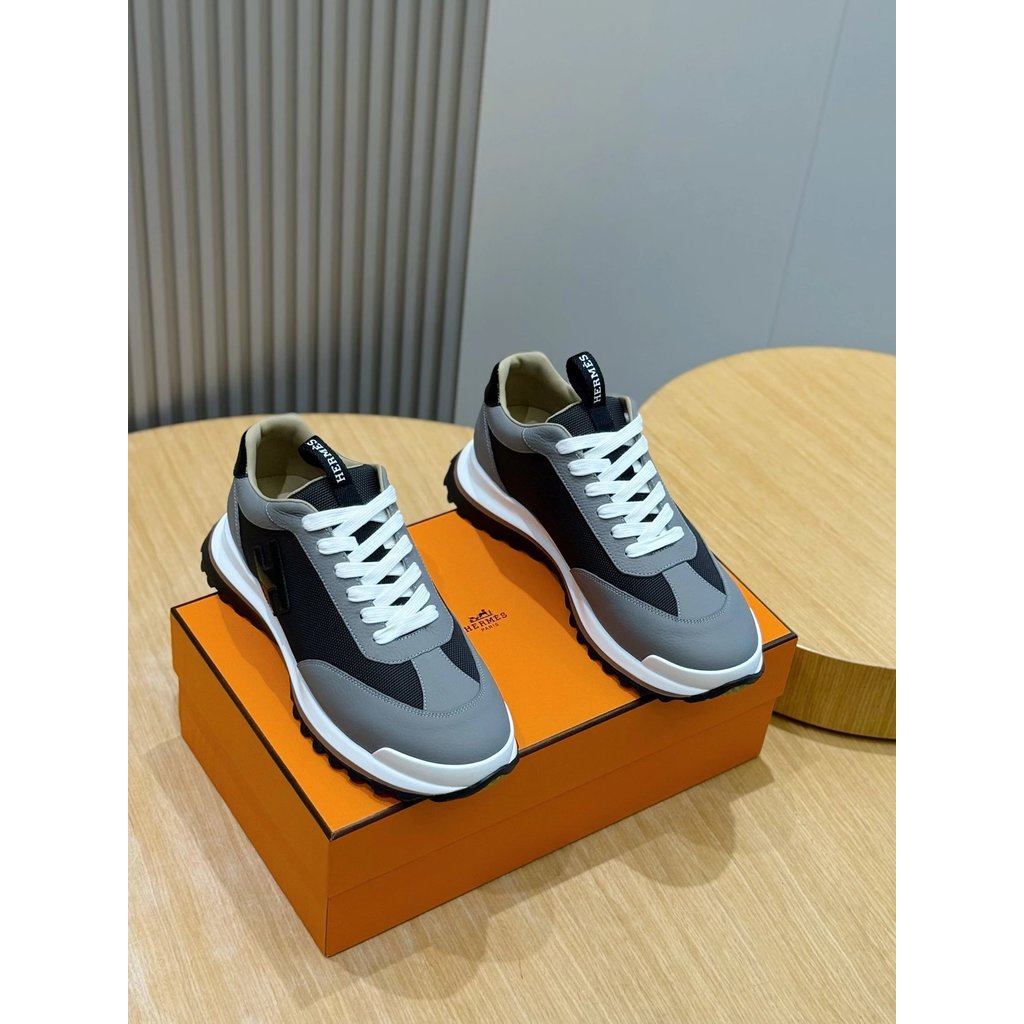 Hermes สินค้าใหม่รองเท้าผ้าใบลําลองผู้ชายคุณภาพสูงอินเทรนด์