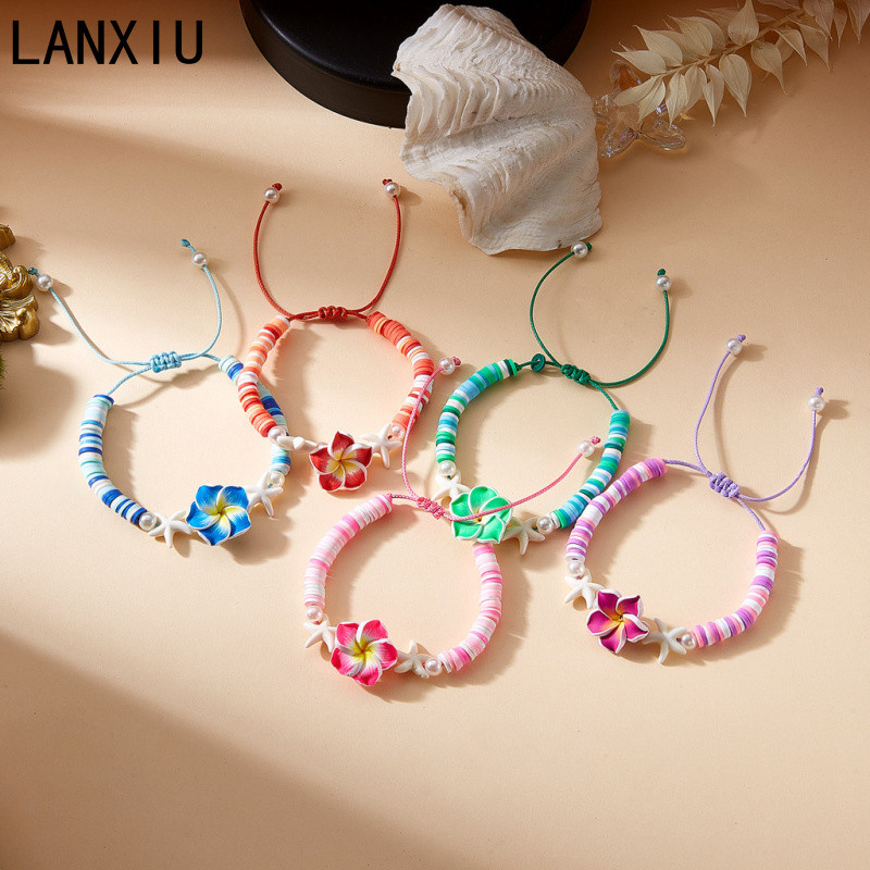 สร้อยข้อมือ.Handmade.Polymer.Clay.ลายดอกไม้.Boho.สำหรับ.สาวๆ.ฤดูร้อน ราคา ถูกที่สุด ดีลบีเคเค แกลเลอรีภาพที่ 4
