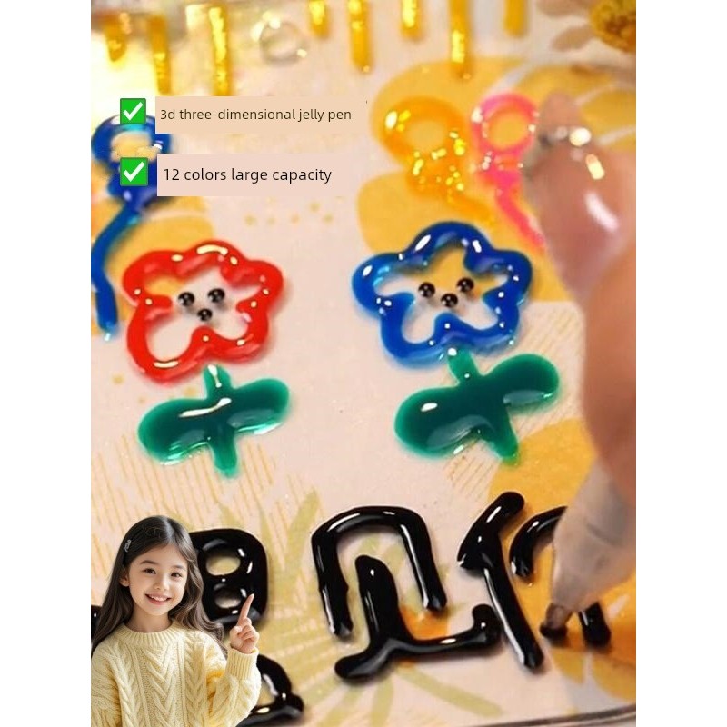 ปากกา 3มิติ ปากกา 3d ปากกาเยลลี่สามมิติ3มิติสำหรับเด็ก Q-bumb Macaron Colour Contour Pen ปากกาเน้นข้