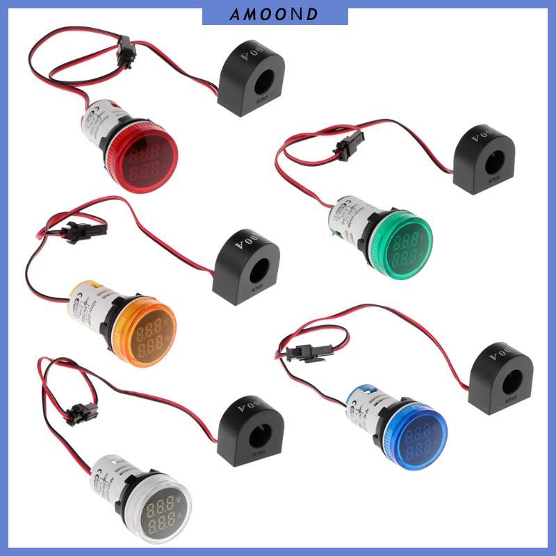 AMOOND 22mm 2 In 1 Digital Voltmeter Ammeter AC 50-500V 0-100A ติดตั้งง่าย