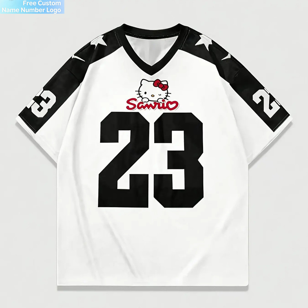 เสื้อยืด Hello Kitty Sanrio สำหรับผู้ใหญ่ สวมใส่วันdaily wear แห้งเร็ว เหมาะสำหรับออกกำลังกาย ZTQK