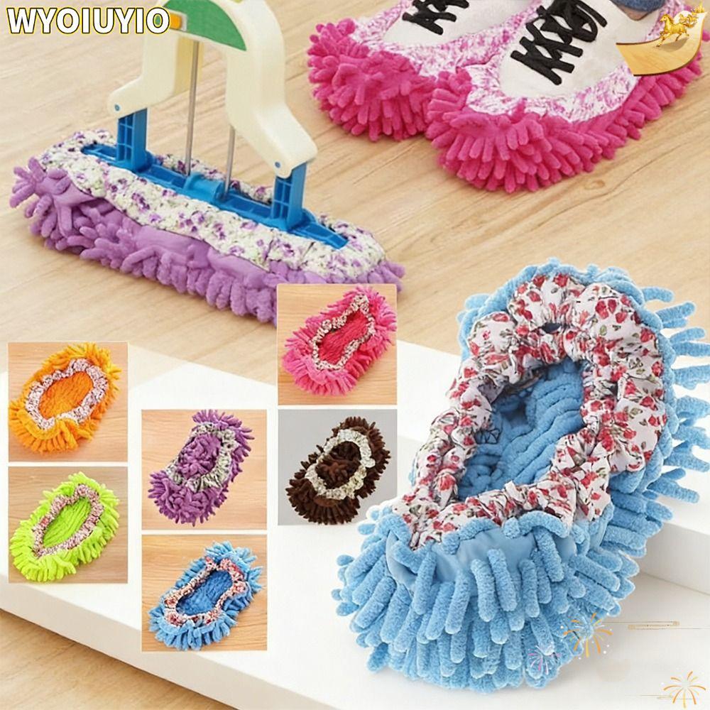 WYOIUYIO 1PC Microfibre Mop รองเท้าแตะ,ในครัวเรือนที่ถอดออกได้ทําความสะอาดรองเท้าแตะ, Multi-Function Washable ไมโครไฟเบอร์Reusable Moppingรองเท้าบ้านทําความสะอาดพื้น