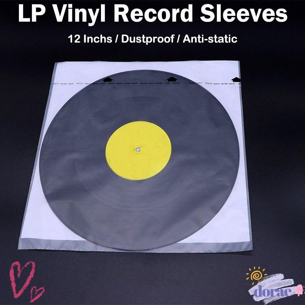 DORAE Vinyl Records Sleeve, 12 นิ้ว White LP Vinyl Record Cover,ที่มีประโยชน์ Resealable Inner Recor