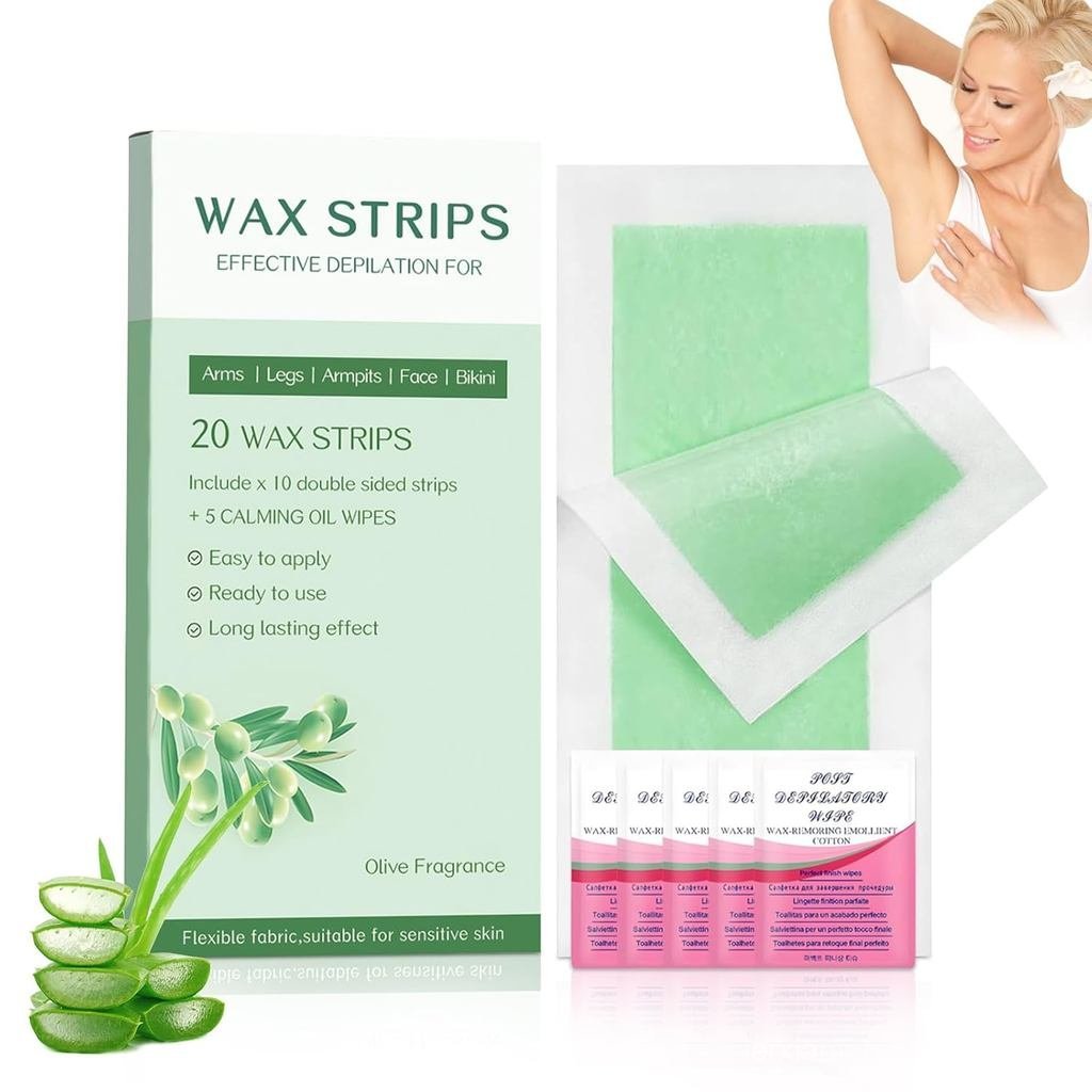 Wax Strips for Face, Facial Wax Strips for Hair Removal, Wax Kit with Strips, Gentle and Fast-Workin