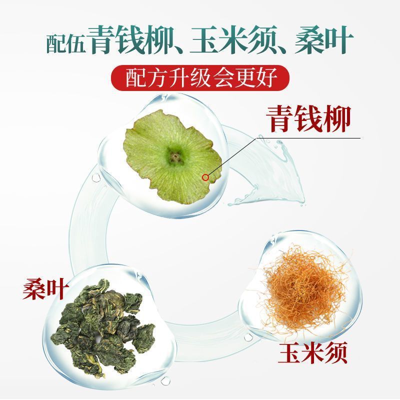 Dongyun ข้าวโพดผ้าไหมสีเขียวเงิน Willow Mulberry Leaf Tea 300g Burdock Root Cassia Seed กวาวเครือ Ro