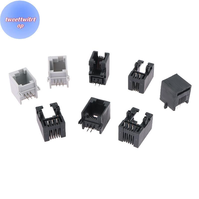 DOUSUN 10PCS RJ11 โทรศัพท์ Soet โค้ง Pin 95001 4P4C 6P6C 6P4C หญิง Ja Pcb Connector โทรศัพท์ Soet TH