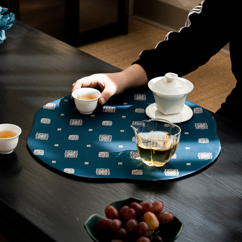 [Modern Zen] แผ่นรองโต๊ะผ้าไหมจีน Xiangyun Silk - แผ่นรองอเนกประสงค์สำหรับโต๊ะน้ำชา ตู้คอนโซล และโต๊