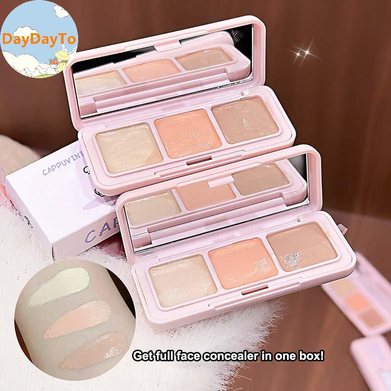 DayDayTo Cappuvini 3 สี Correcting คอนซีลเลอร์ Strip Palette Hydrating Eye Brightening คอนซีลเลอร์ C
