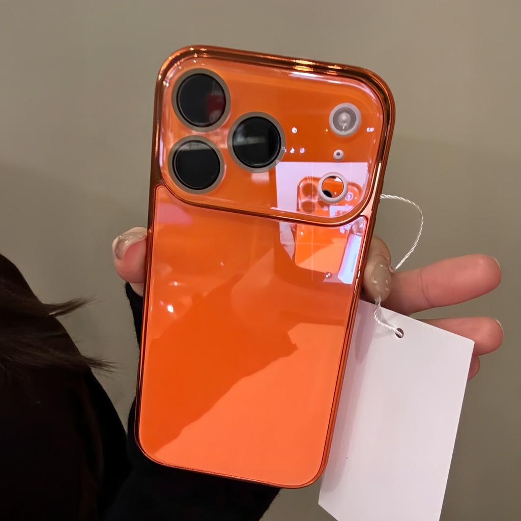 เคสกระจกชุบไอซ์หรูหราหน้าต่างใหญ่กันตกมีฟิล์มปกป้องเลนส์ iPhone 13 14 15 16 17 Pro Max