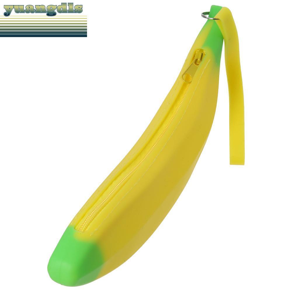 กระเป๋าสตางค์ YUANG Banana Zero, 2.36*7.87 นิ้วกระเป๋าปากกาซิลิโคนรูปกล้วย, สํานักงานดินสอสีเหลืองซิ