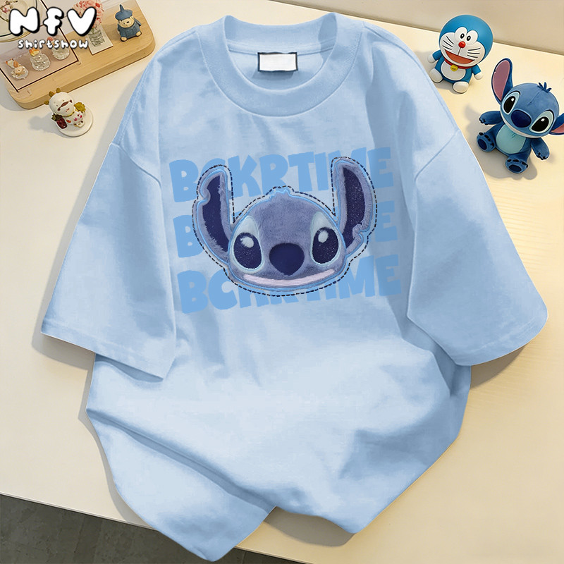 【จัดส่งตลอด 24 ชั่วโมง】NFV ใหม่ล่าสุด✨แฟชั่นเกาหลี Stitch เสื้อยืดเปล่า ผ้าหนายับยากรีดง่าย ผ้าฝ้าย 100% YG1563