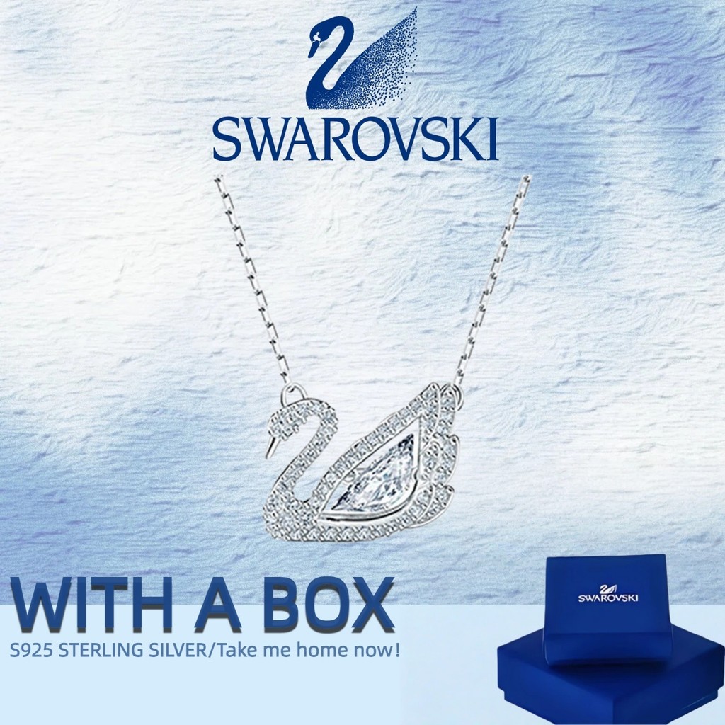 สร้อยคอมุกหงส์ Swarovski สไตล์เงินสเตอร์ลิง ของขวัญวันเกิดสำหรับเธอ
