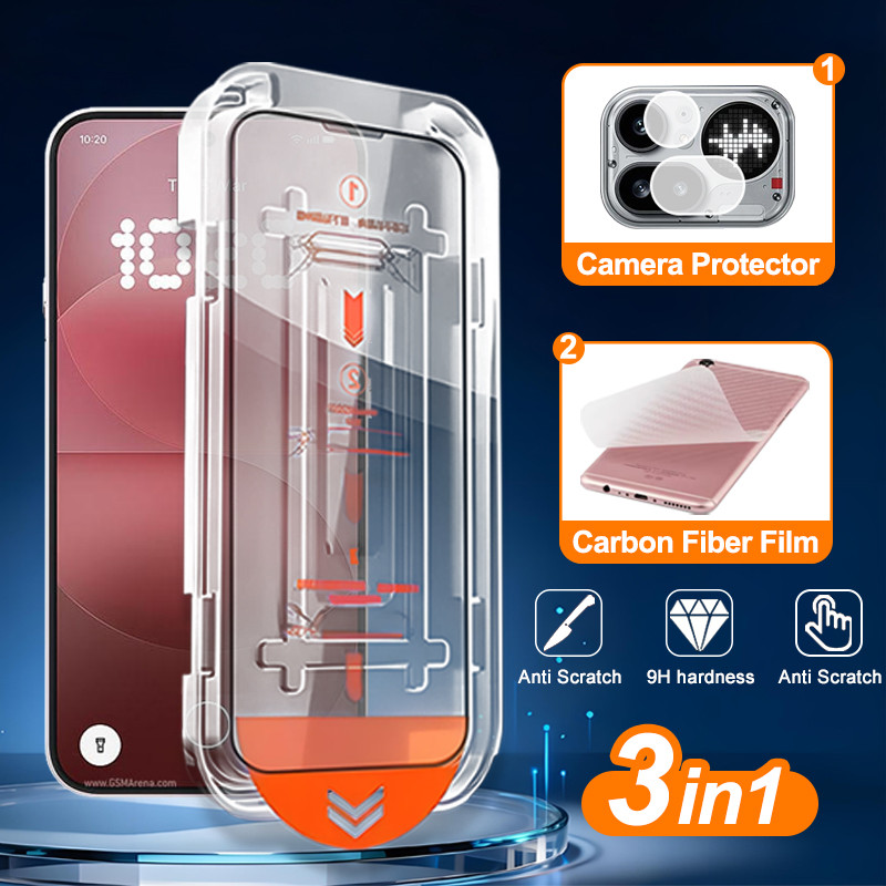 3 in 1 Nothing Phone 4A Pro 9H Clear Tempered Glass สําหรับ Nothing Phone 4A 3A 3 2 Pro ติดตั้งง่ายป้องกันหน้าจอ + เลนส์ฟิล์ม + ฟิล์มด้านหลัง