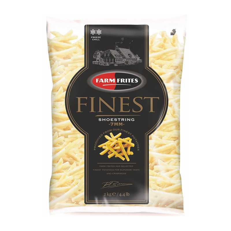 ฟาร์มฟริตส์ เฟรนช์ฟรายส์แช่แข็ง ขนาด 7 มม. เส้นตรงเล็ก 2 กก. (FARM FRITES Frozen French Fries Shoest