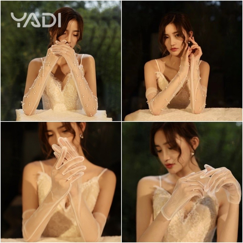 【YADI】💍👰 พร้อมส่ง 1คู่ ถุงมือผ้าเจ้าสาวไข่มุกสีขาวระบายอากาศ PEARL cherryshop ✨
