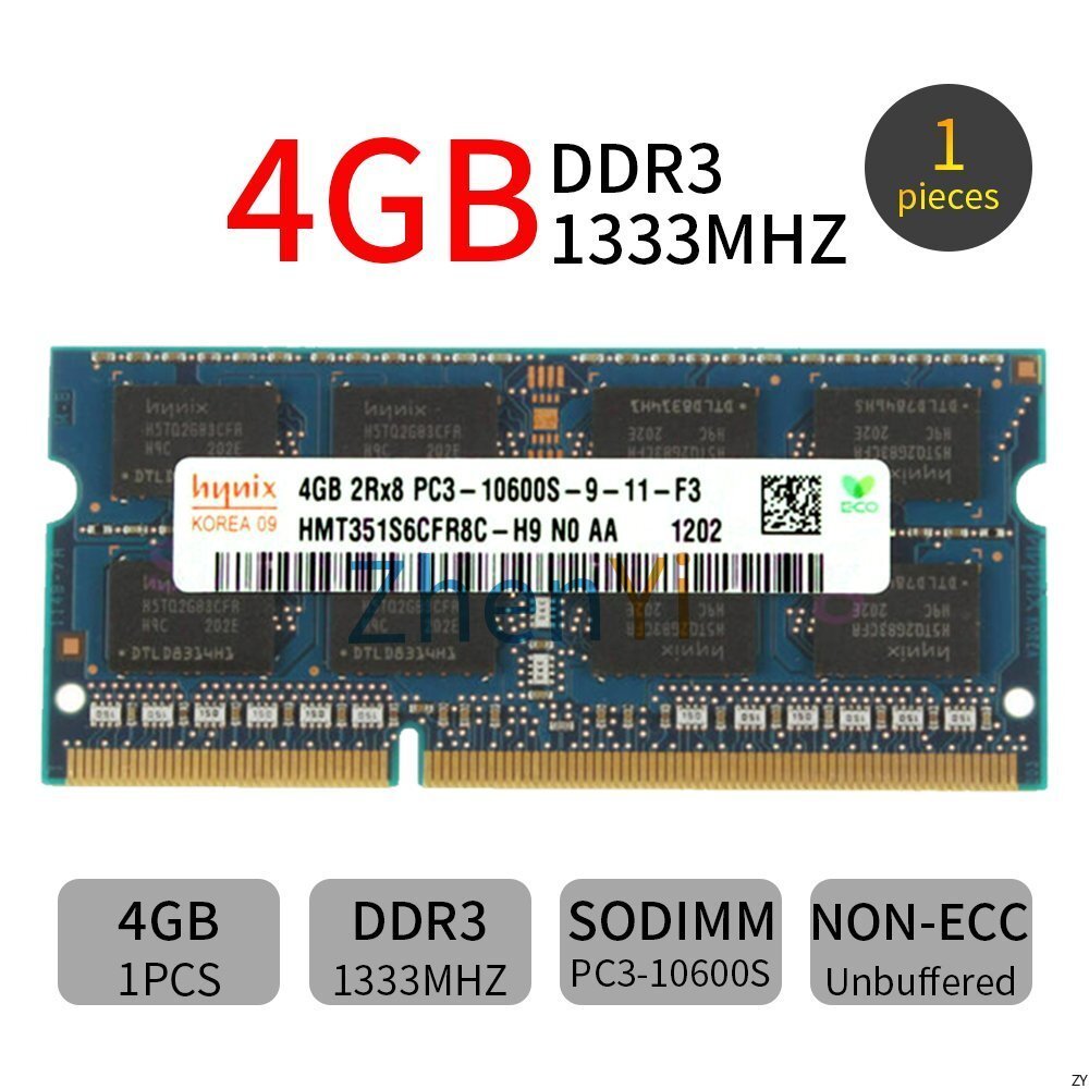 สําหรับ Hynix 4GB PC3-10600S DDR3 1333MHz CL9 2Rx8 204Pin SODIMM หน่วยความจําโน้ตบุ๊ค RAM