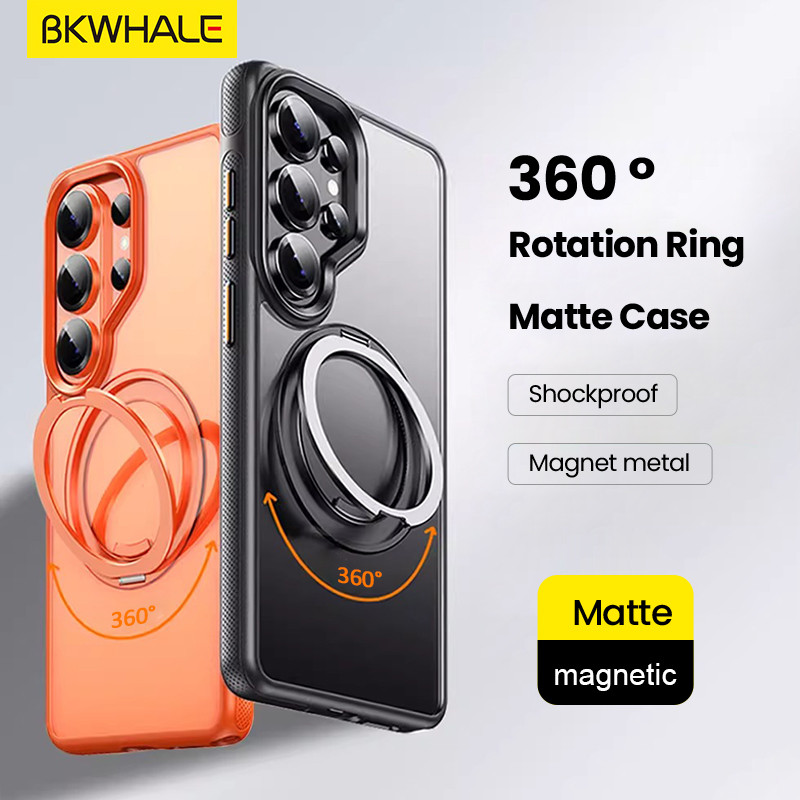 SAMSUNG BKWHALE 360° หมุนได้แหวนขาตั้งเคสโทรศัพท์แม่เหล็กสําหรับSamsung Galaxy S26 Ultra S26 + S26 Plus S26 + S26Ultraโปร่งแสงปกหลังปลอกใส
