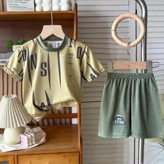 Dolemi Baby ชุดเซตเด็กชาย เสื้อ+กางเกง คอกลม เสื้อกีฬา ผ้าแจ็คการ์ด ยืดหยุ่น ผ้าลื่น มัน เบาใส่สบาย